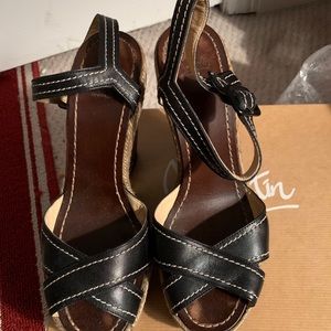 Christian Louboutin size 8 black wedge rope heel